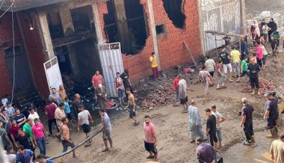 تفاصيل السيطرة على حريق مخزن مواد غذائية في قرية المنيرة بالقناطر الخيرية| بث مباشر