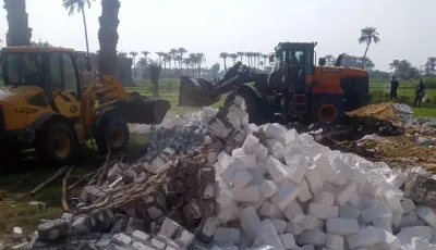 «ببنى سويف» إزالة 366 حالة تعد على أراضى الدولة الموجة الـــ 27 لإزالة التعديات