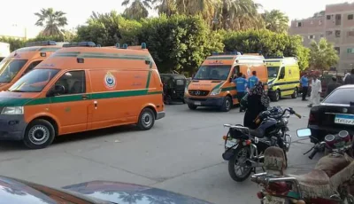 إصابة 5 أشخاص بتصادم سيارة برصيف ببنى سويف