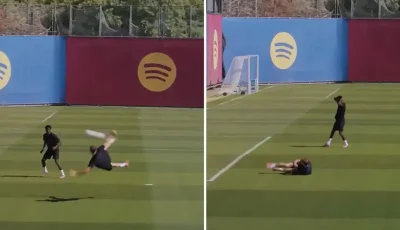 فيديو: هدف ليفاندوفسكي المذهل في تدريبات برشلونة